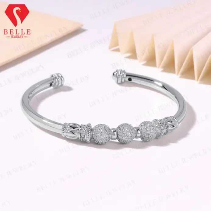 Pulsera de moissanita que se puede abrir de plata de ley 925, joyería exquisita para mujer, regalo ideal para bodas y aniversarios 2