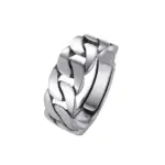 Anillos de plata de ley 925 Sam Panda para mujeres y hombres, joyería fina, anillo de cadena Vintage abierto ajustable para dedo, regalo de cumpleaños para fiesta 5