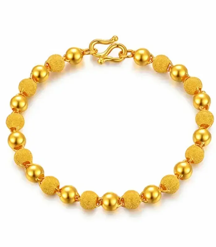 Pulsera de oro real de 24K para mujer, cadena de cuentas de transferencia ajustable 3D, regalo de joyería de 18K, 9999 2