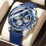 Reloj POEDAGAR Original de lujo para hombre, Reloj luminoso resistente al agua con cronógrafo y fecha para hombre, relojes de cuarzo de cuero para hombre 1
