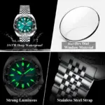 Reloj POEDAGAR de negocios para hombre con fecha y semana, reloj de pulsera luminoso resistente al agua de lujo para hombre, relojes deportivos de cuarzo de acero inoxidable para hombre 3