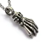 HNSP-Colgante de acero inoxidable con forma de mano de calavera, estilo Punk gótico, con cadena de 60cm, collar para hombre, accesorios de joyería 4