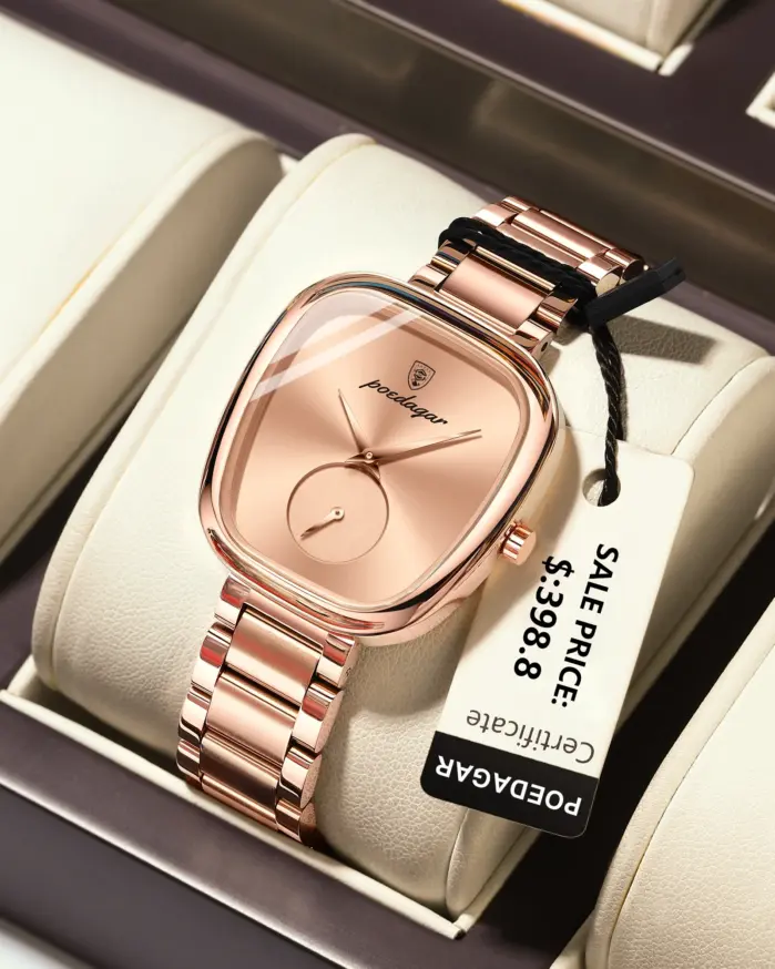 Reloj POEDAGAR elegante de lujo para mujer, Reloj de cuarzo de acero inoxidable resistente al agua para mujer, relojes informales de alta calidad para mujer 1