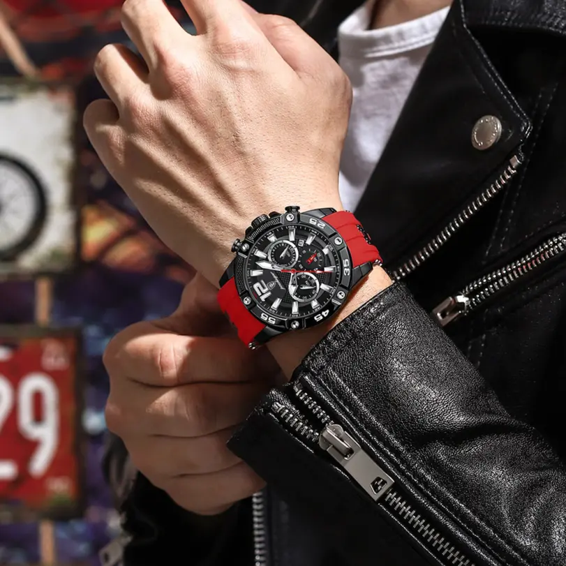 Reloj de pulsera POEDAGAR de lujo para hombre, cronógrafo deportivo, resistente al agua, relojes luminosos con fecha para hombre, Reloj informal de cuarzo de silicona para hombre 5