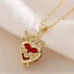 collares con colgante de corazón de cristal rojo con cadena de Color dorado a la moda para mujer, joyería ostentosa 4 collares con colgante de corazón de cristal rojo con cadena de Color dorado a la moda para mujer, joyería ostentosa 4
