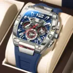 POEDAGAR, reloj de cuarzo de lujo para hombre, reloj militar deportivo para hombre, resistente al agua, luminoso, cronógrafo con fecha, correa de silicona, relojes para hombre 1