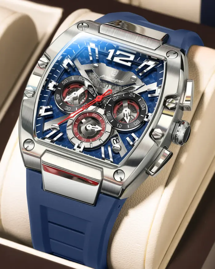 POEDAGAR, reloj de cuarzo de lujo para hombre, reloj militar deportivo para hombre, resistente al agua, luminoso, cronógrafo con fecha, correa de silicona, relojes para hombre 1