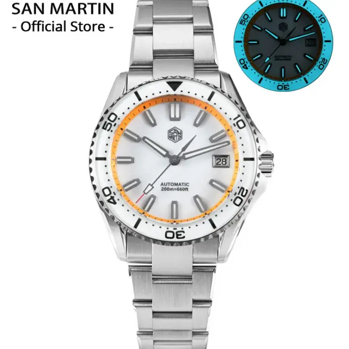 San Martin 2025 nuevo Esmalte Dial completamente luminoso 39mm reloj de buceo reloj de lujo para hombres NH35 mecánico automático impermeable 200m SN0129 1