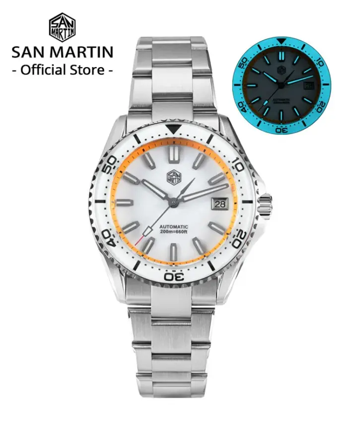 San Martin 2025 nuevo Esmalte Dial completamente luminoso 39mm reloj de buceo reloj de lujo para hombres NH35 mecánico automático impermeable 200m SN0129 1