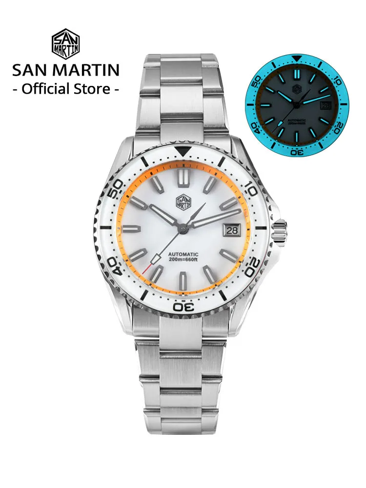 San Martin 2025 nuevo Esmalte Dial completamente luminoso 39mm reloj de buceo reloj de lujo para hombres NH35 mecánico automático impermeable 200m SN0129 1 San Martin 2025 nuevo Esmalte Dial completamente luminoso 39mm reloj de buceo reloj de lujo para hombres NH35 mecánico automático impermeable 200m SN0129 1