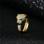 Anillo de animales Chapado en Oro de 18K con incrustaciones de circonia cúbica completa, anillo Unisex con personalidad de apertura, regalo de joyas de fiesta, triangulación de envíos 4