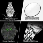 Reloj Original POEDAGAR para Mujer, Resistente al Agua, Luminoso, con Fecha y Día de la Semana, Reloj de Cuarzo de Acero Inoxidable para Mujer 4