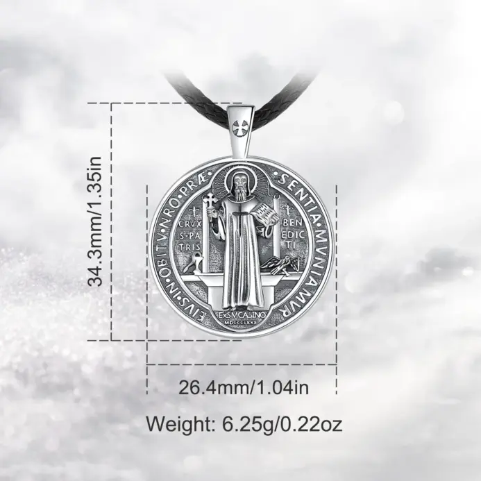 Collar de San Benito Eudora, amuleto católico de Plata de Ley 925, colgante de cruz de San Benito, joyería espiritual, Buen regalo Unisex 2