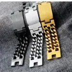 HNSP Pulsera de cadena cubana de acero inoxidable 316L de 24 mm de ancho para hombre, joyería masculina, pulsera envolvente, accesorio punk 4