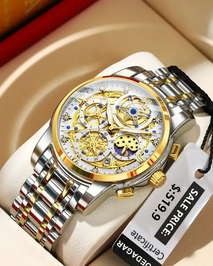 Reloj POEDAGAR de lujo a la moda para hombre, Reloj de pulsera resistente al agua con fecha luminosa para hombre, cronógrafo de acero inoxidable, relojes de cuarzo para hombre 2
