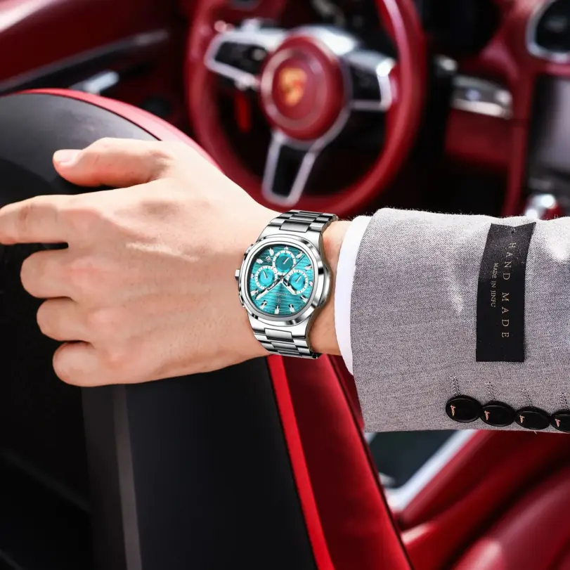 Reloj de Pulsera POEDAGAR de Alta Calidad para Hombre, Lujoso, Luminoso, con Fecha, de Acero Inoxidable, Cronógrafo, Reloj de Cuarzo de Moda para Hombre 6