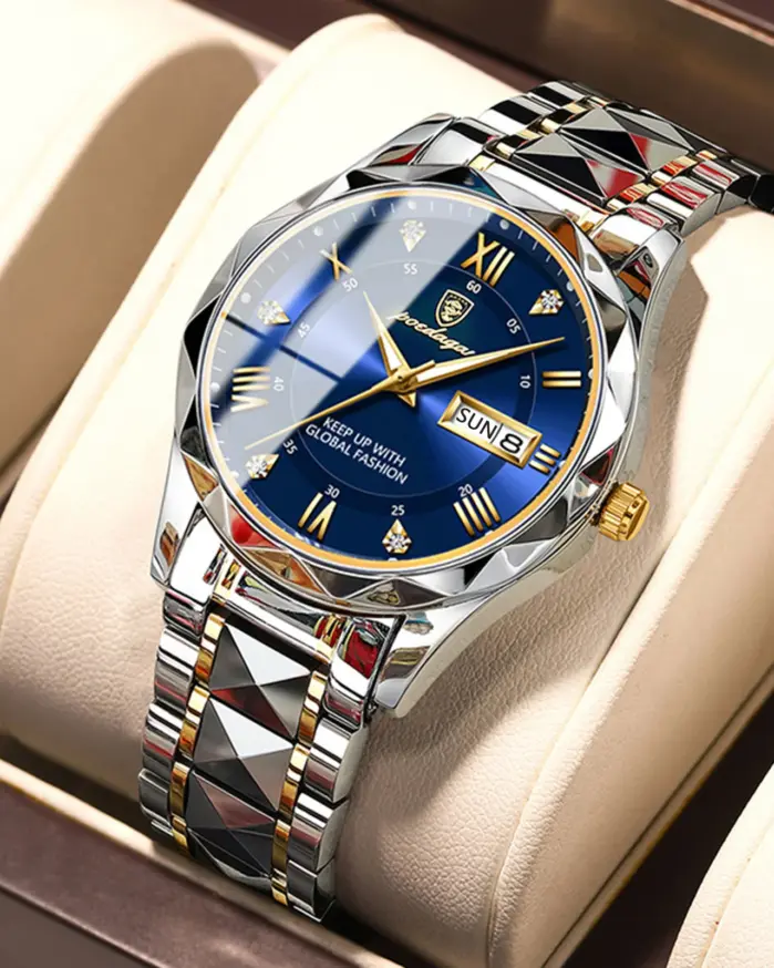 Reloj de pulsera POEDAGAR de lujo para hombre, reloj luminoso resistente al agua con fecha y semana para hombre, relojes de acero inoxidable para hombre, reloj deportivo de cuarzo para hombre 1
