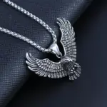 HNSP 316L Acero inoxidable estilo vikingo collar con colgante de águila para hombres accesorios de joyería gótica Punk 5