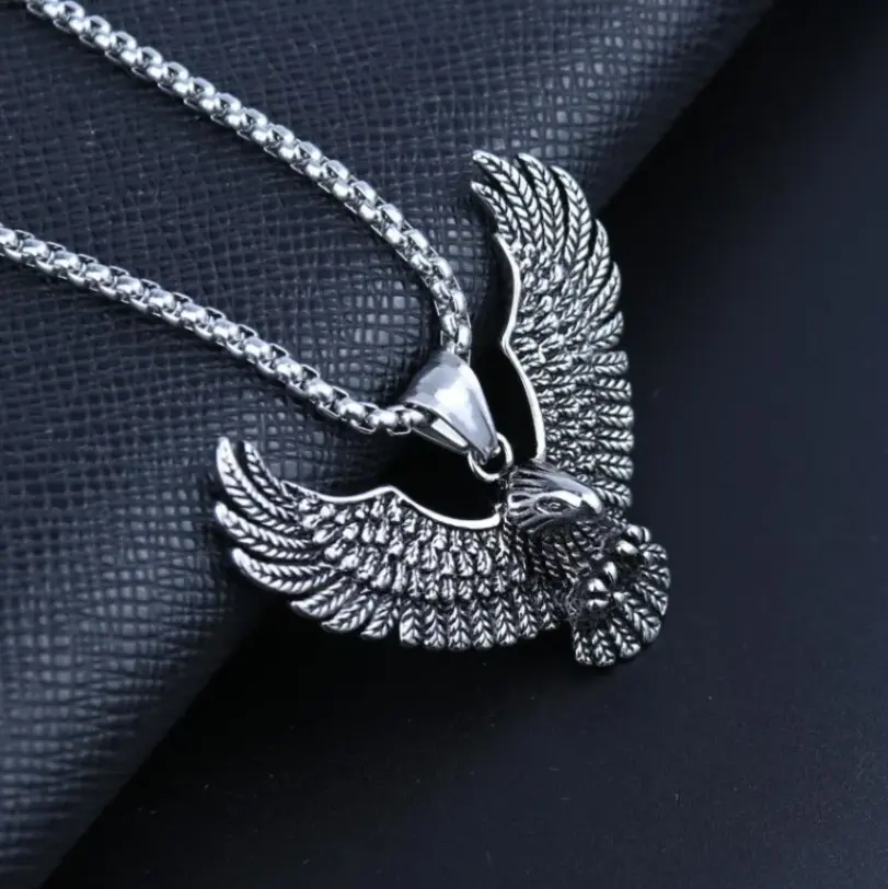 HNSP 316L Acero inoxidable estilo vikingo collar con colgante de águila para hombres accesorios de joyería gótica Punk 5