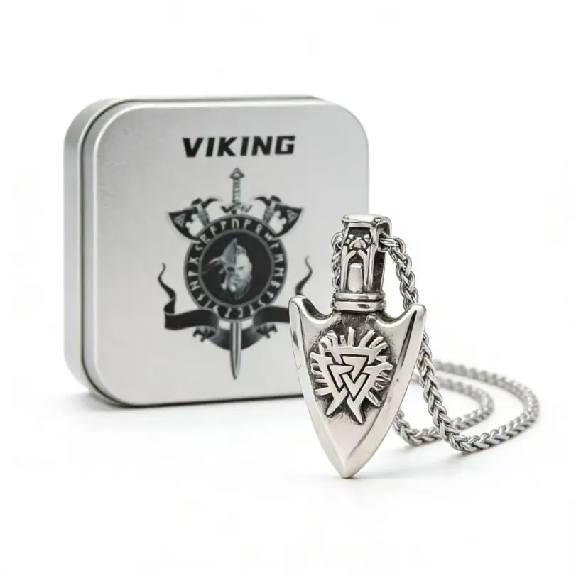 HNSP-collar con colgante de acero inoxidable 316L con nudo de Odín estilo vikingo para hombre, accesorios de joyería 6