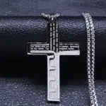 HNSP-collar con colgante de cruz de la Biblia para hombre, empalme de acero inoxidable, accesorios de joyería cristiana religiosa 2