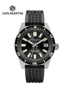 Reloj de buceo San Martin V3 62mas 40mm NH35 reloj mecánico automático para hombres completamente luminoso impermeable 200m correa de goma SN0007 1