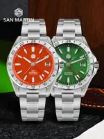 San Martin 39mm esfera de piedras preciosas de Aventurina reloj de lujo para hombre NH34 GMT zafiro mecánico automático impermeable luminoso SN0129 3