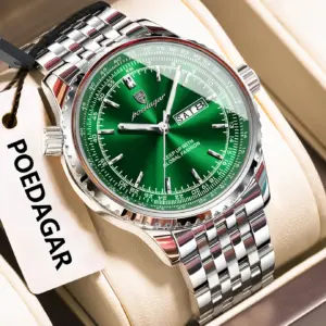 Reloj POEDAGAR de lujo para hombre, reloj de cuarzo con fecha y semana de acero inoxidable para hombre, relojes militares luminosos resistentes al agua de alta calidad para hombre 1