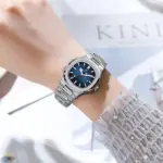 Reloj de pulsera POEDAGAR elegante para mujer, reloj luminoso resistente al agua con calendario para mujer, relojes cuadrados de cuarzo de acero inoxidable para mujer 5