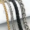 Collar de cadena de cuerda trenzada de acero inoxidable HNSP para hombre, joyería versátil para el cuello, colgante, accesorios de cadena en negro/dorado, 3/4/5/6/8MM 1