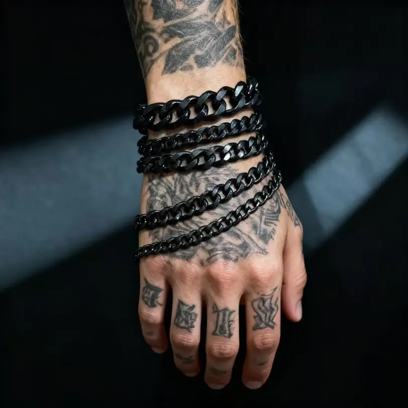 HNSP Pulsera de cadena cubana de acero inoxidable de 3 mm a 15 mm de grosor para hombre, joyería de mano, accesorio de estilo punk urbano 6