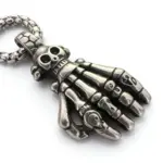HNSP-Colgante de acero inoxidable con forma de mano de calavera, estilo Punk gótico, con cadena de 60cm, collar para hombre, accesorios de joyería 3