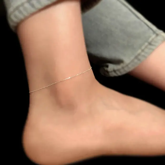 Tobilleras finas en capas ajustables a la moda, sandalias simples de ganchillo descalzas de acero inoxidable 316L para mujer, cadena de pie, regalo de joyería 2