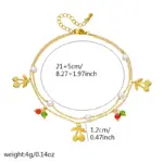 Tobillera de perlas de cereza de doble capa de acero inoxidable 316L para mujer, cadena de color dorado a la moda, joyería estética de playa de verano 2