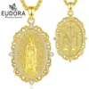 Collar de Virgen María, Chapado en Oro de 24K, Medallón de la Virgen, Colgante de Cruz, Joyería Religiosa, Regalo para Mujer y Hombre 1