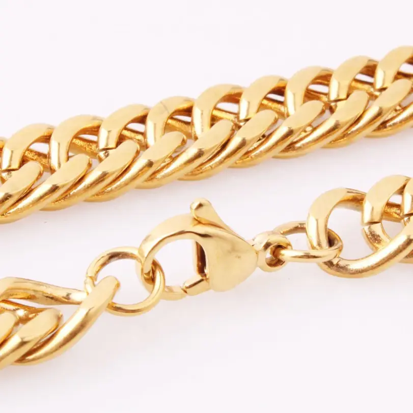 HNSP, collar de cadena de Color dorado con eslabones cubanos de acero inoxidable de 10MM para hombres, accesorios de joyería 5