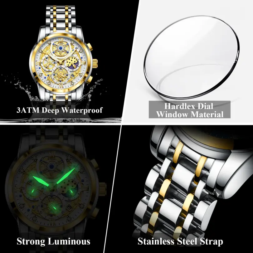 Reloj POEDAGAR de lujo a la moda para hombre, Reloj de pulsera resistente al agua con fecha luminosa para hombre, cronógrafo de acero inoxidable, relojes de cuarzo para hombre 4
