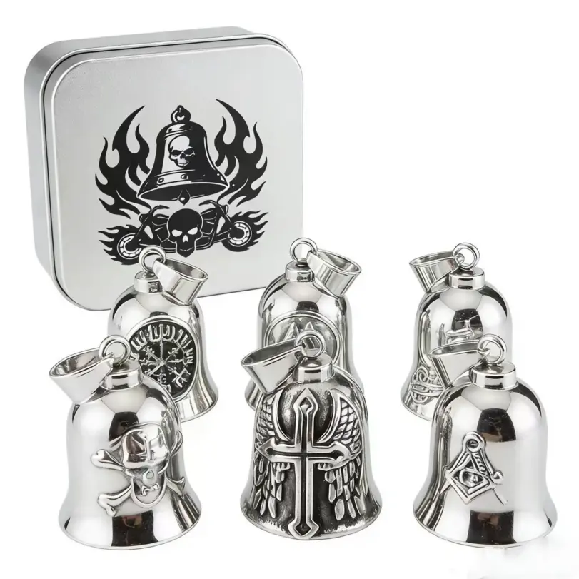Collar con Colgante de Campana Vikinga de Acero Inoxidable 316L HNSP con Triángulo de Odín para Hombre, Joyería, Accesorios para Motocicleta, Regalo 5