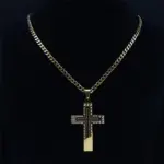 Collar con colgante de cruz de acero inoxidable HNSP 316L, cadena cubana para hombre, estilo minimalista, accesorios de joyería impermeables 4