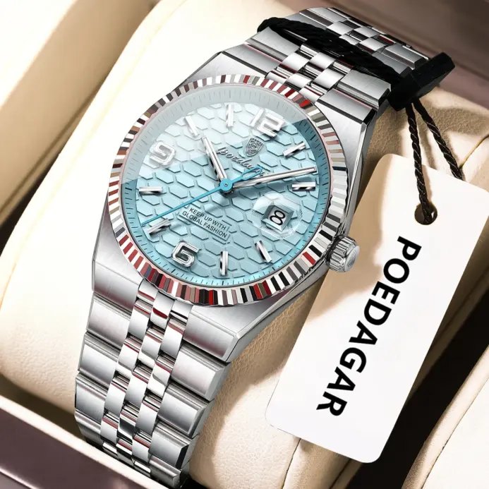 POEDAGAR, relojes elegantes para mujer, Reloj de lujo de alta calidad para mujer, Reloj de pulsera luminoso resistente al agua con fecha para mujer, Reloj de pulsera de cuarzo + caja 1