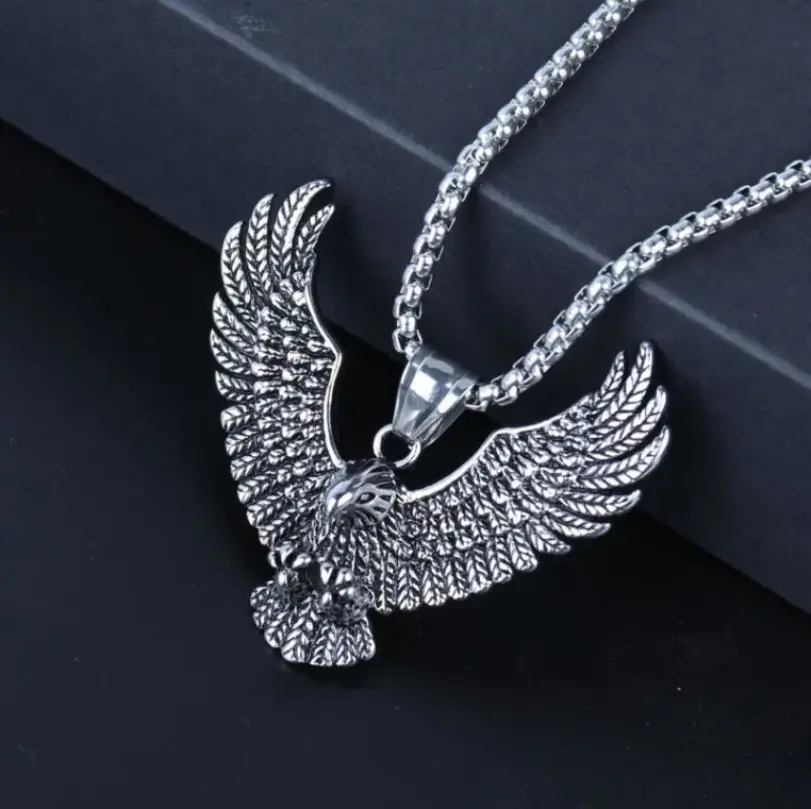 HNSP 316L Acero inoxidable estilo vikingo collar con colgante de águila para hombres accesorios de joyería gótica Punk 6