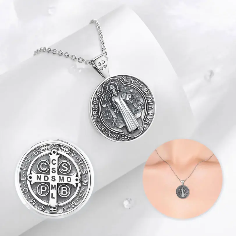collar de plata de ley 925 con amuleto de Cruz Vintage, colgante religioso, regalo de joyería exquisito para hombres y mujeres 3