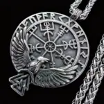 Collar con colgante de cuervo de Odín nórdico con runas vikingas de acero inoxidable HNSP 316L para hombre, accesorios de joyería vintage. 4