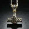 Collar con colgante de runas nórdicas de Odín y martillo de Thor de acero inoxidable HNSP 316L para hombre, accesorios de joyería. 1