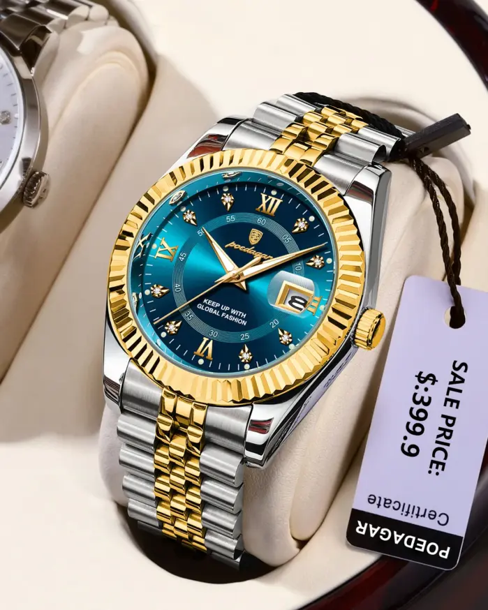 Reloj de pulsera POEDAGAR de marca de lujo para hombre, reloj luminoso resistente al agua con fecha para hombre, relojes deportivos de cuarzo de acero inoxidable de alta calidad para hombre 2