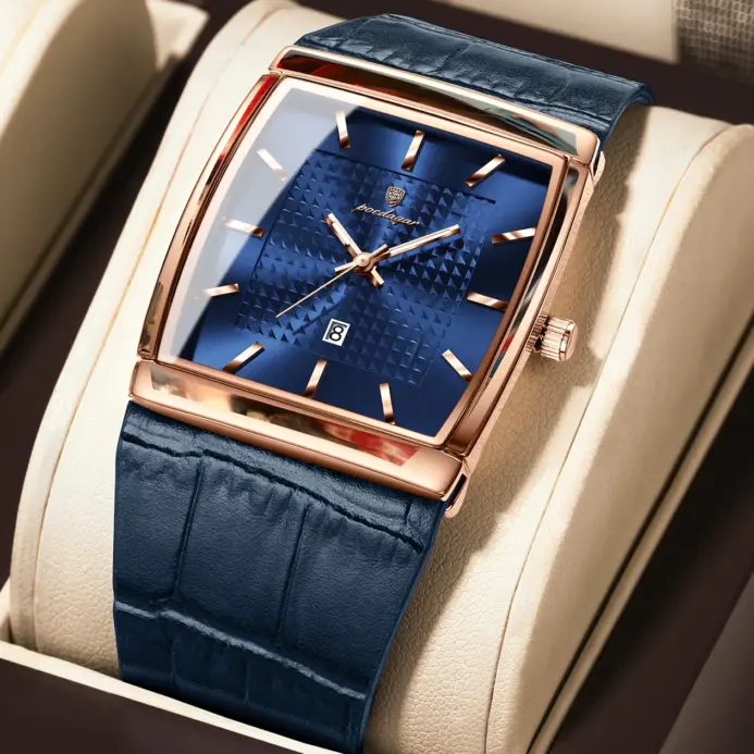 Reloj POEDAGAR de alta calidad para hombre, con fecha, resistente al agua, luminoso, de cuero, de lujo, de cuarzo, con caja. 1