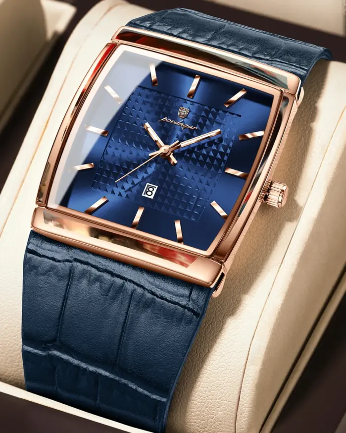 Reloj POEDAGAR de alta calidad para hombre, con fecha, resistente al agua, luminoso, de cuero, de lujo, de cuarzo, con caja. 1