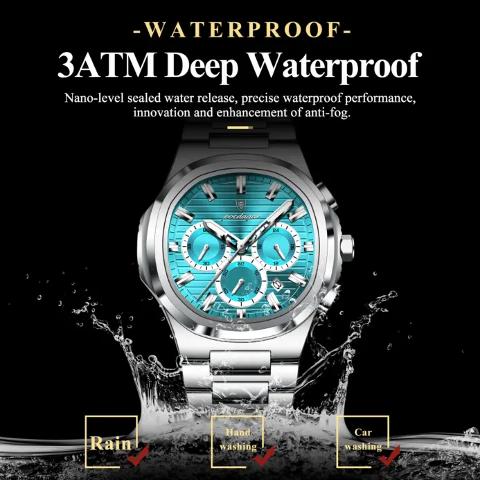 Reloj de Pulsera POEDAGAR de Alta Calidad para Hombre, Lujoso, Luminoso, con Fecha, de Acero Inoxidable, Cronógrafo, Reloj de Cuarzo de Moda para Hombre 2