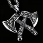 HNSP 316L Acero inoxidable Guerrero vikingo doble hacha colgante collar para hombres accesorio de joyería Vintage 1