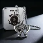 HNSP 316L Acero inoxidable Guerrero vikingo doble hacha colgante collar para hombres accesorio de joyería Vintage 3
